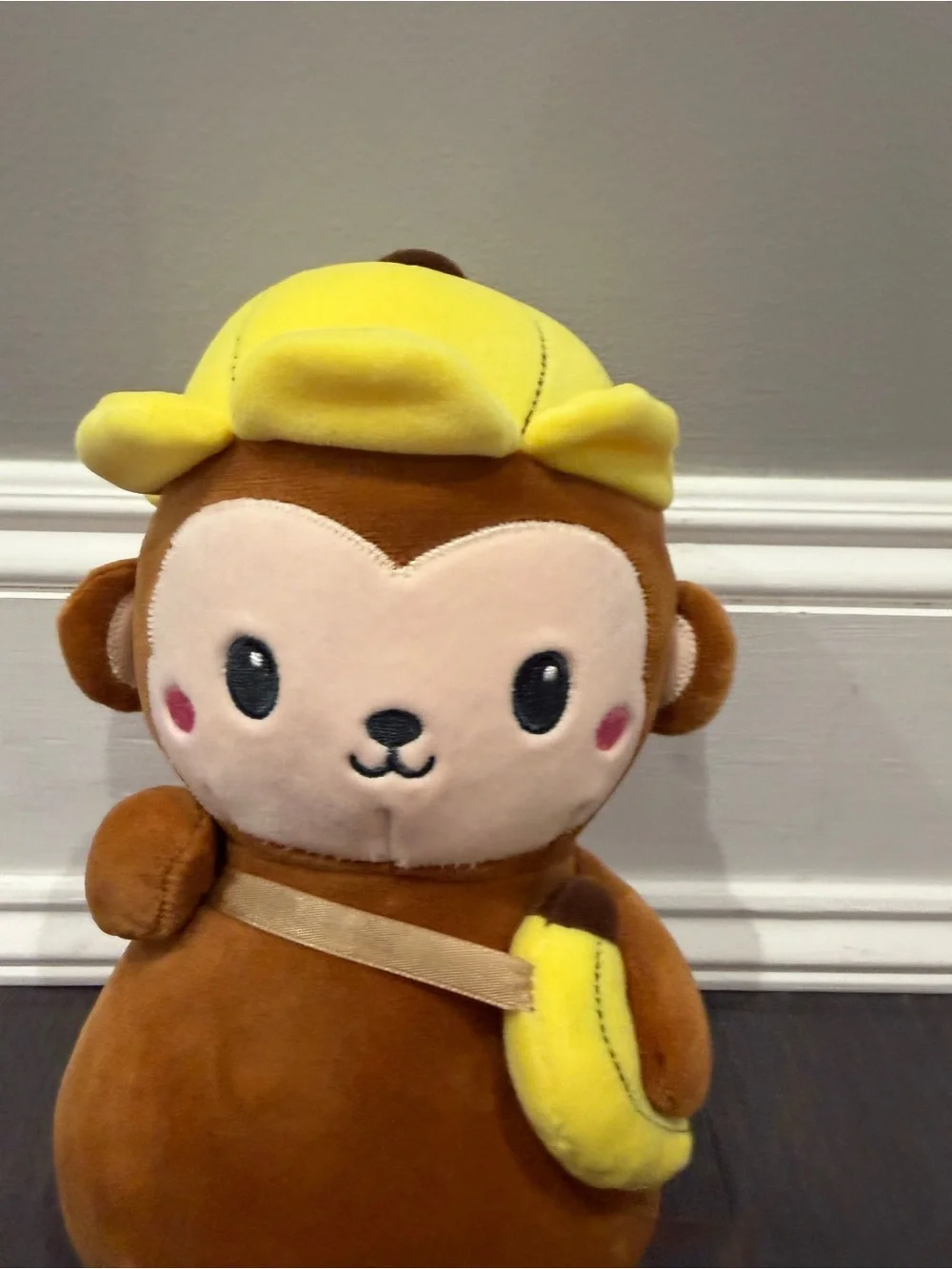 NWOT Smoochy Pals Plush Monkey with Yellow Hat and Banana Toy Stuffed Animal